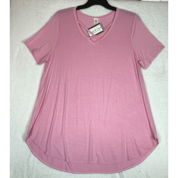 Tee For The Soul Pink Short Sleeve Top 3XL NWT Casual Comfort - Picture 1 of 12